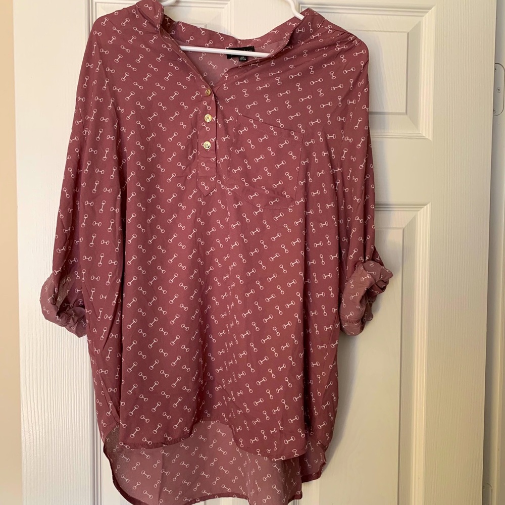 2X Mauve Blouse with 3/4 or Roll up Sleeves